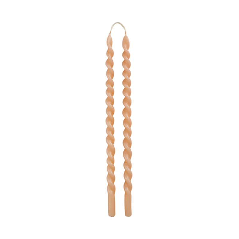 rustik-lys-duenne-stabkerzen-swirl-stoff-nagel-nude Dünne Stabkerzen TWIST blossom - 2 Stk., 1,2 x 30 cm