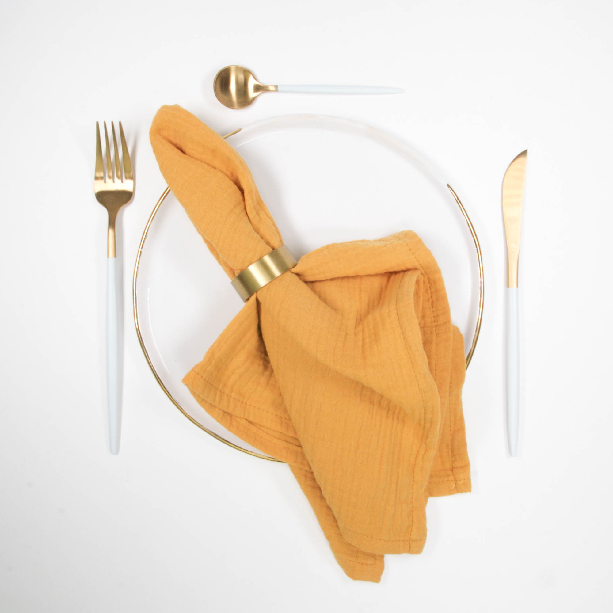 silk-and-linen-musselin-servietten-muslin-napkins-mustard-1 Musselin Servietten SENFGELB | mustard - 4er Set