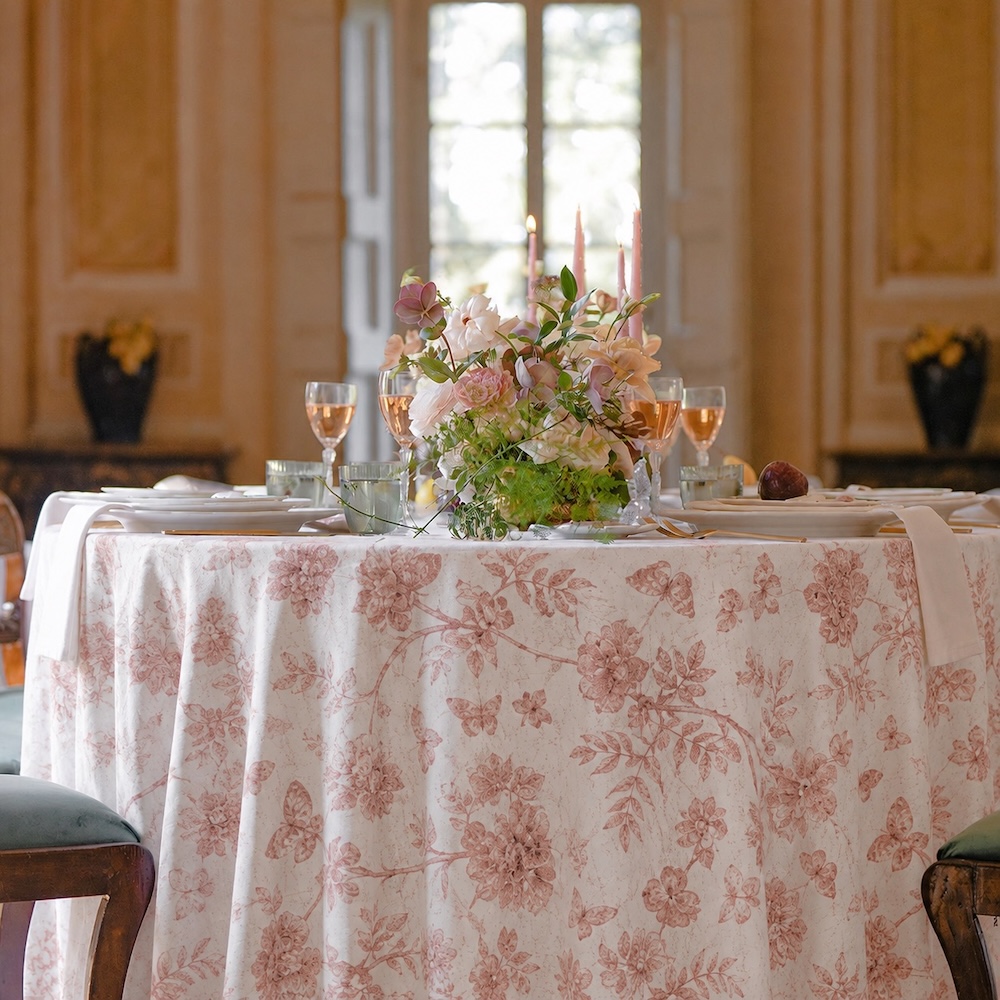 Leinentischdecke FRENCH COUNTRYSIDE rose | french rosé - rund 330 cm